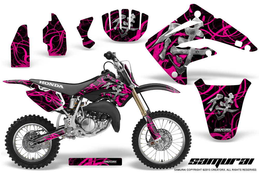 Honda CR85 03-07 Graphics Kit Samurai Pink Black NP